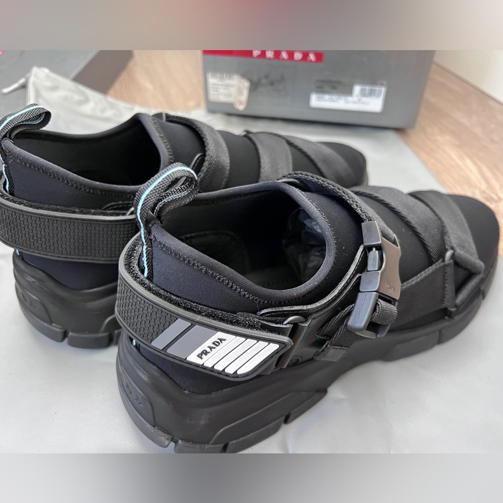 NIB Prada Mens Neoprene Uomo Sneaker black size 7.5/41.5